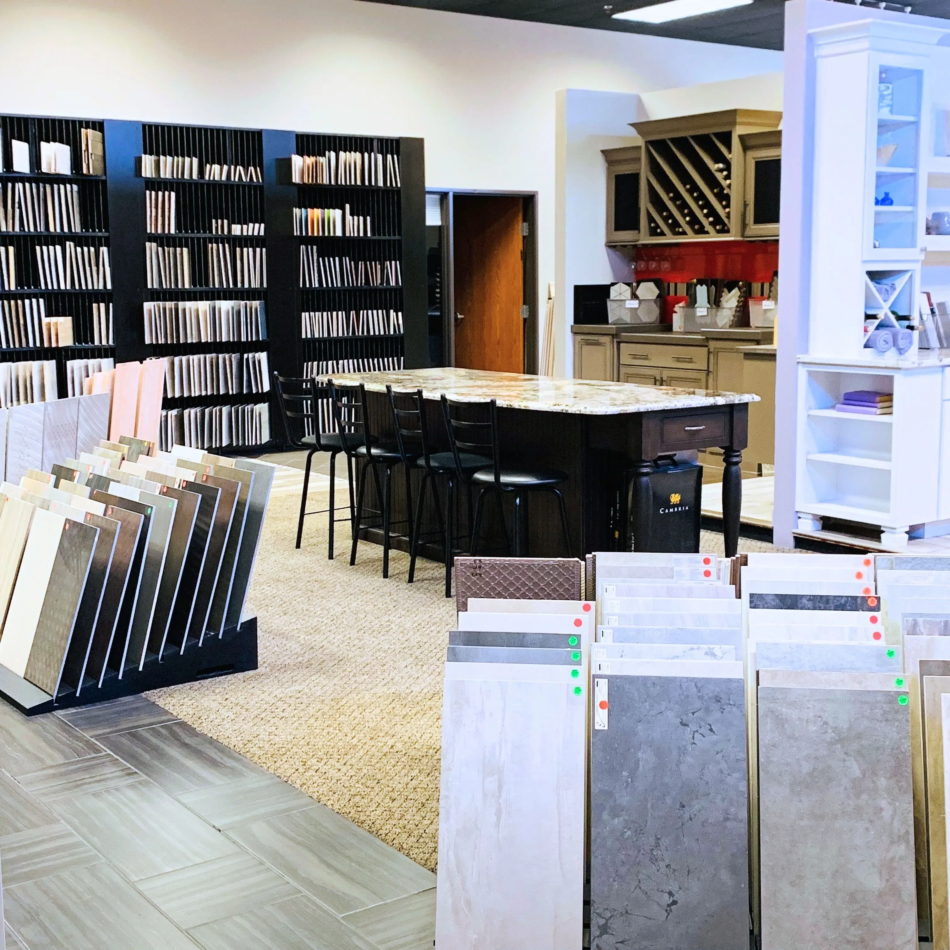 Client reviewing materials at CCD Interiors Design Center